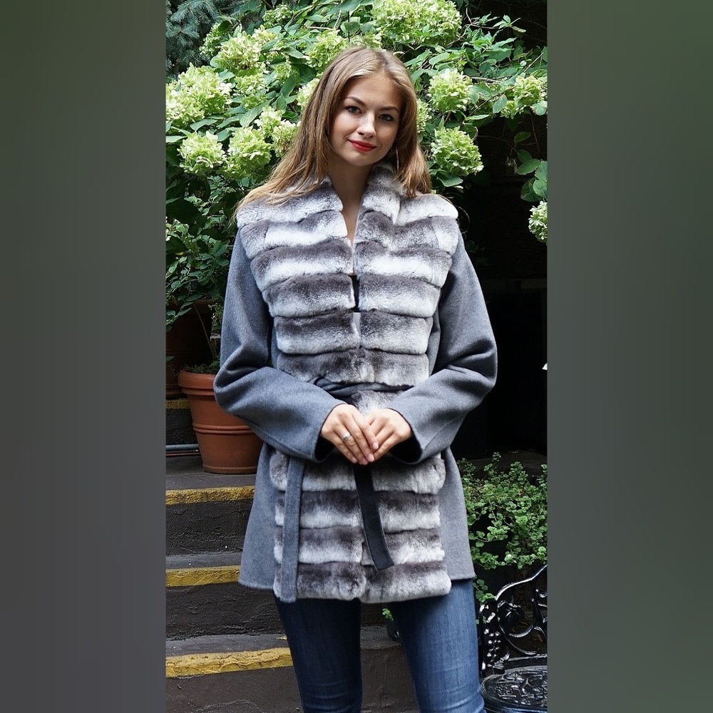 SALE Grey Wool Jacket Rex Rabbit